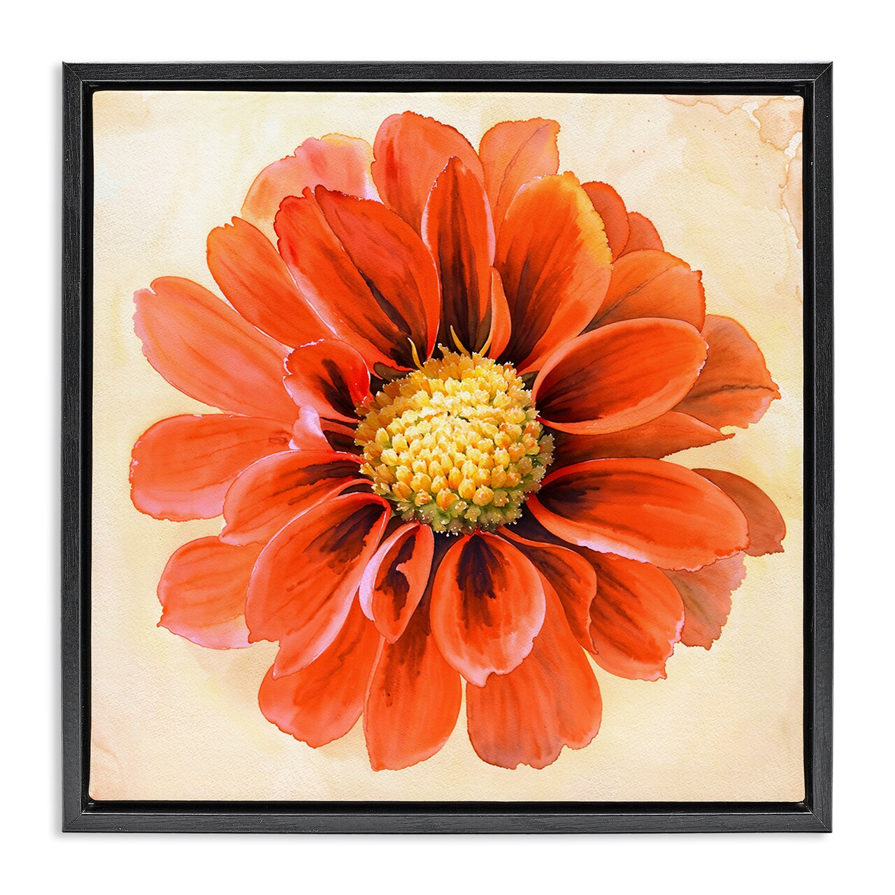 Stupell Industries Orange Dahlia Bloom Framed Floater Canvas Wall Art Design by Christine Zalewski
